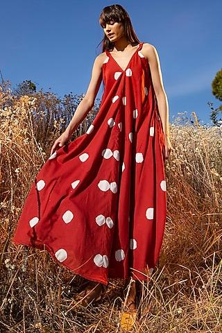 Crimson Red Printed Maxi Dress