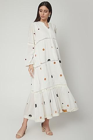 White Block Printed Dress