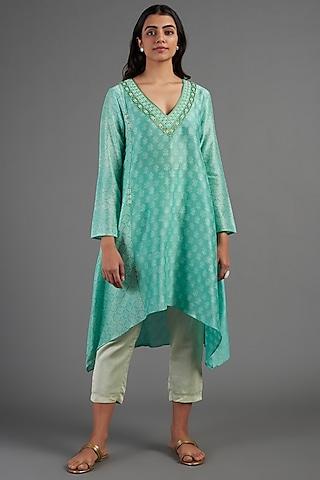 Sky Blue Hand Embroidered Tunic Set