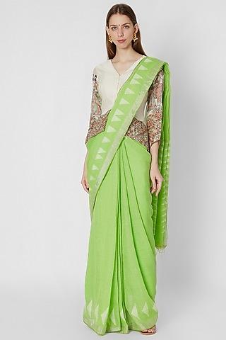 Green Linen Saree