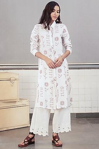 White Embroidered Linen Tunic