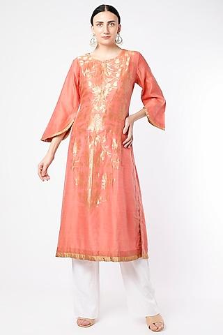Carrot Orange Embroidered Tunic