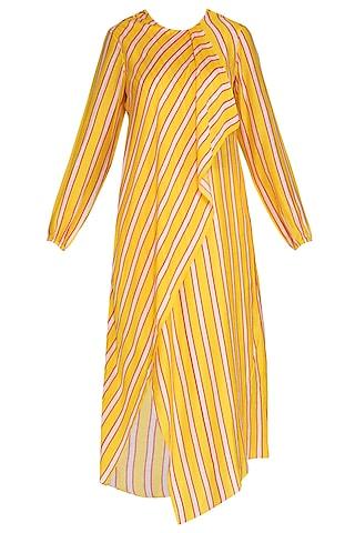 Yellow Striped Draped Tunic