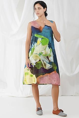 Multi-Colored Linen Mini Dress