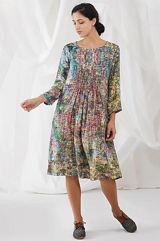 Multi-Colored Silk Printed Dress