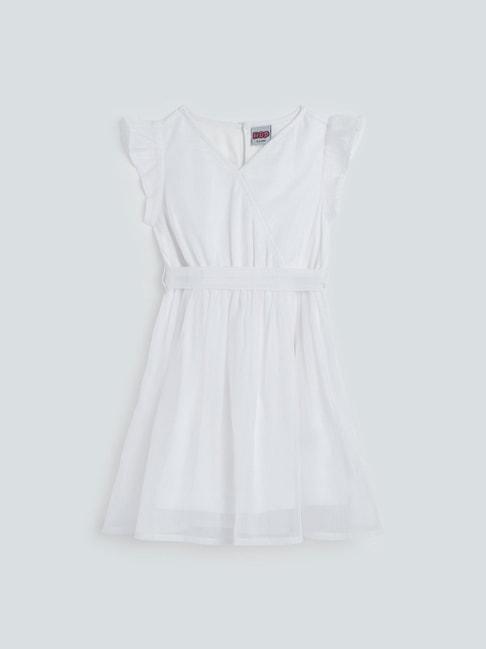 HOP Kids by Westside White Self-Striped Dress with Belt