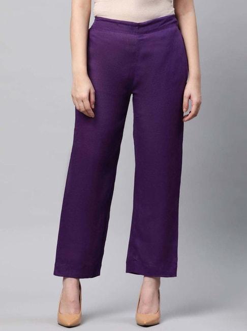 Linen Club Woman Purple Linen Pants