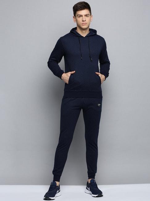 Showoff Navy Cotton Regular Fit Striped Tracksuits