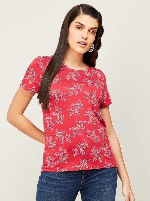 Colour Me by Melange Pink Printed T-Shirt
