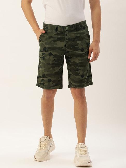 IVOC Green Regular Fit Cotton Shorts