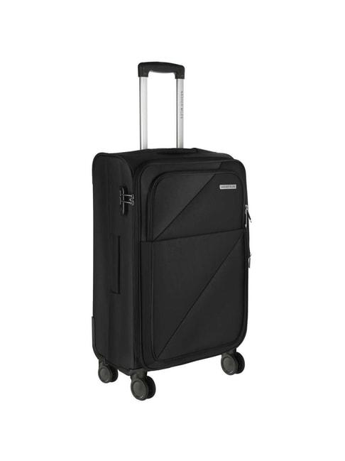Nasher Miles Texas Expander Soft-Sided Polyester Check-in Black 24 inch |61cm Trolley Bag