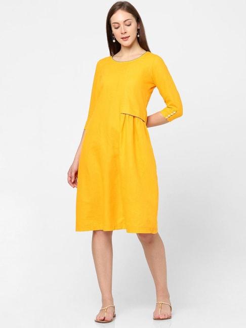 INDIFUSION Yellow A-Line Dress