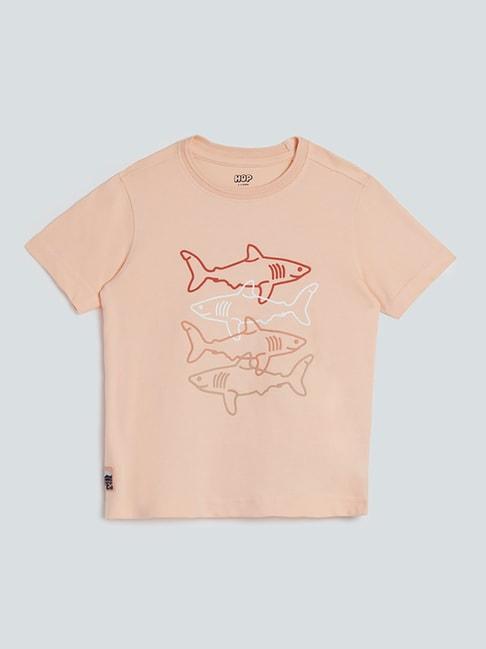 HOP Kids by Westside Peach Shark-Themed T-Shirt