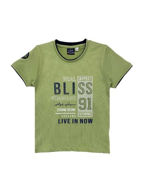Cavio Kids Pista Green Printed T-Shirt