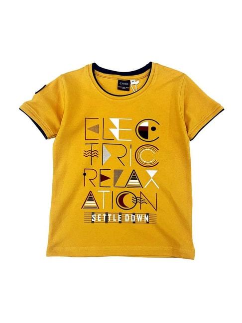Cavio Kids Yellow Printed T-Shirt
