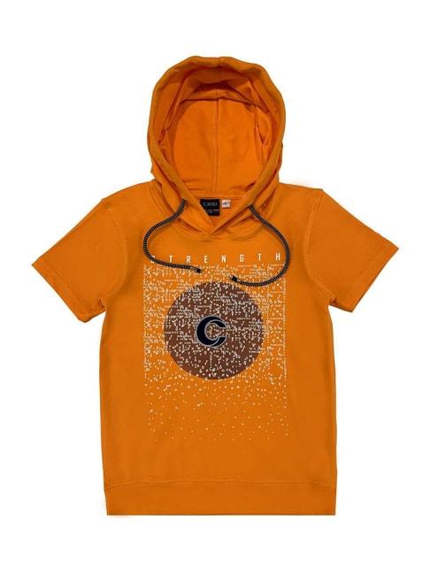 Cavio Kids Orange Cotton Printed T-Shirt