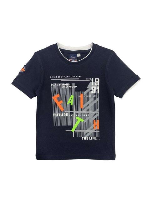 Cavio Kids Navy Printed T-Shirt
