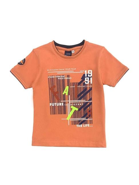 Cavio Kids Peach Printed T-Shirt