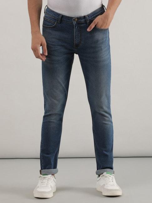Lee Bruce Blue Skinny Fit Heavily Washed Jeans