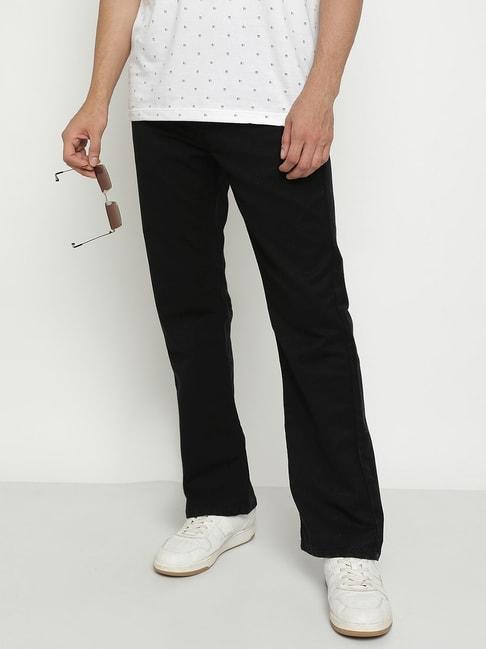Octave Black Cotton Regular Fit Jeans