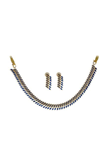 Sri Jagdamba Pearls Golden Alloy Necklace & Earring Set
