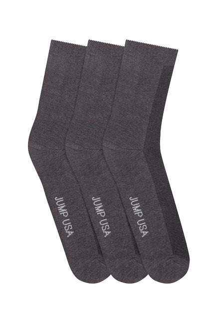 Jump USA Grey Calf Lenght Socks - Pack of 3