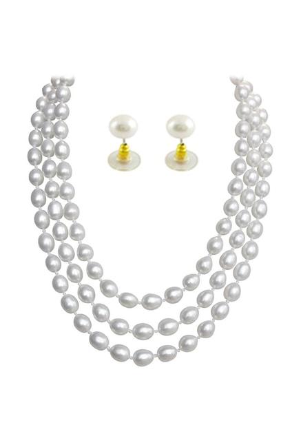 Sri Jagdamba Pearls Monumental Golden Necklace & Earring Set