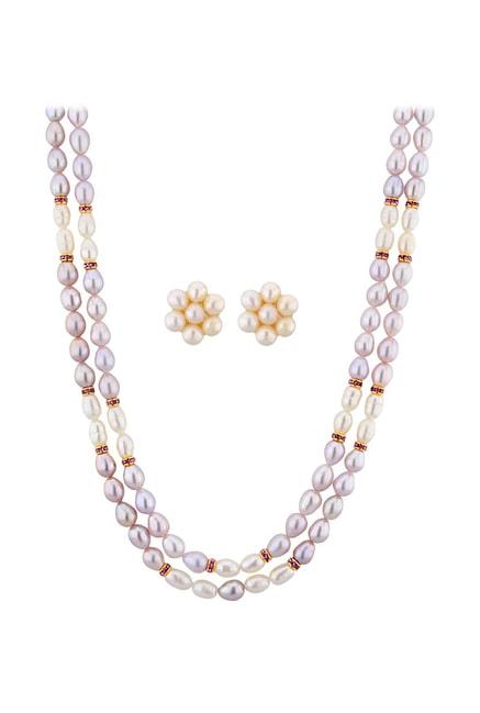 Sri Jagdamba Pearls Golden Necklace & Earring Set