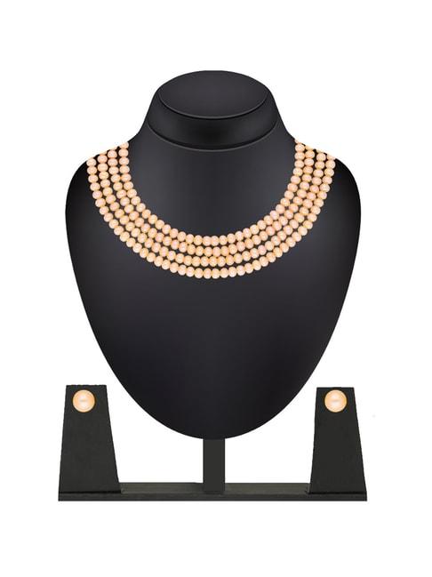 Sri Jagdamba Pearls Peach Alloy Classic Necklace & Earring Set