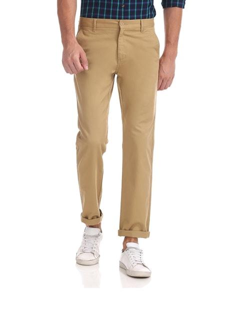 Ruggers Khaki Slim Fit Flat Front Trousers