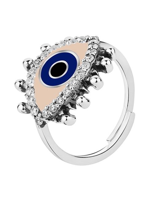 Talisman 92.5 Sterling Silver Positive Vibes Evil Eye Ring