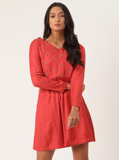 Rooted Rust Embroidered Dress