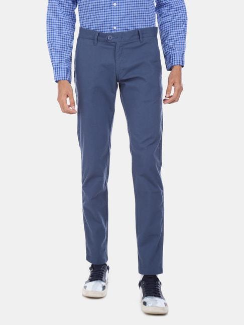 Ruggers Blue Cotton Regular Fit Trousers