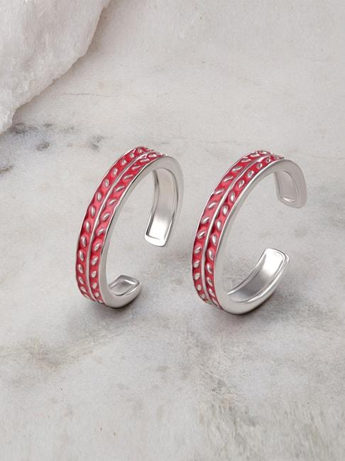 Mia by Tanishq Feathers of Red 92.5 Sterling Silver Toe Rings for Women