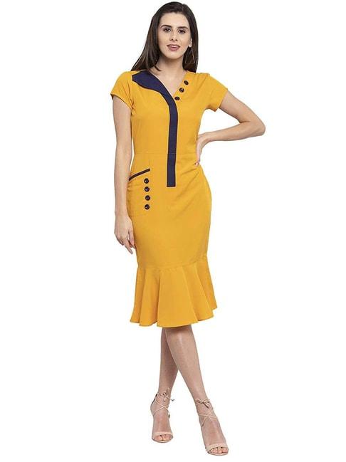 Karmic Vision Yellow Regular Fit Dress