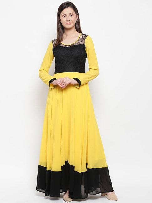 Karmic Vision Yellow & Black Lace Dress