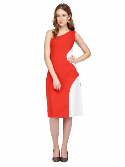 Karmic Vision Red & White Regular Fit Dress