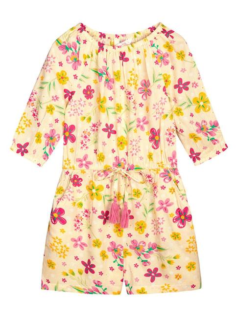 Budding Bees Kids Pink & Yellow Floral Print Jumpsuit