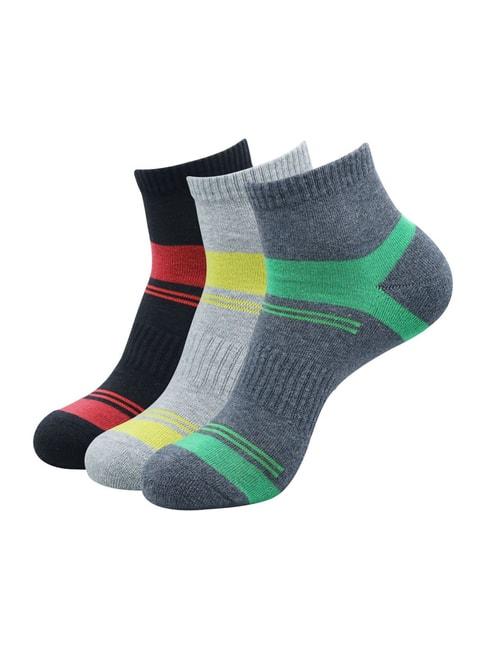 BALENZIA Cotton Striped High Ankle Sports Socks (Pack Of 3)