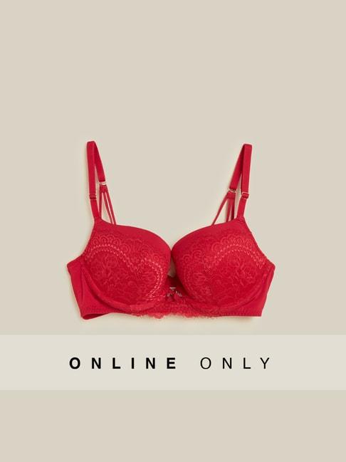 Wunderlove by Westside Red Lace Padded Push-Up Bra