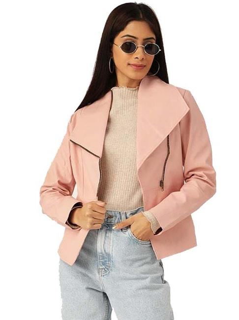 Leather Retail Pink Regular Fit Jacket