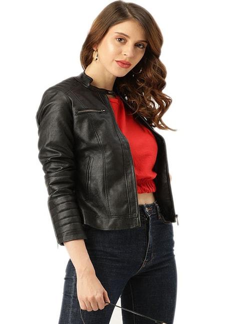 Leather Retail Black Regular Fit Jacket
