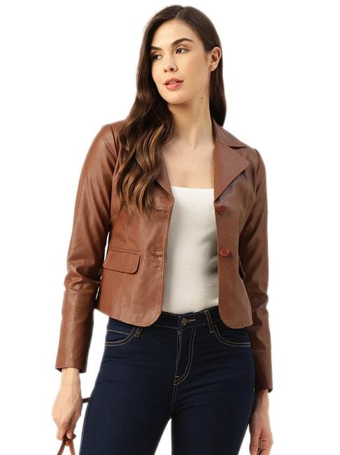 Leather Retail Brown Regular Fit Jacket