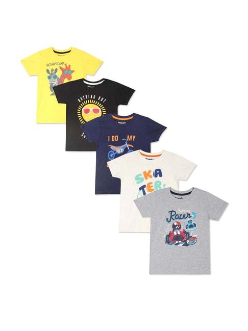 Donuts Kids Multicolor Cotton Printed T-Shirts - Pack of 5