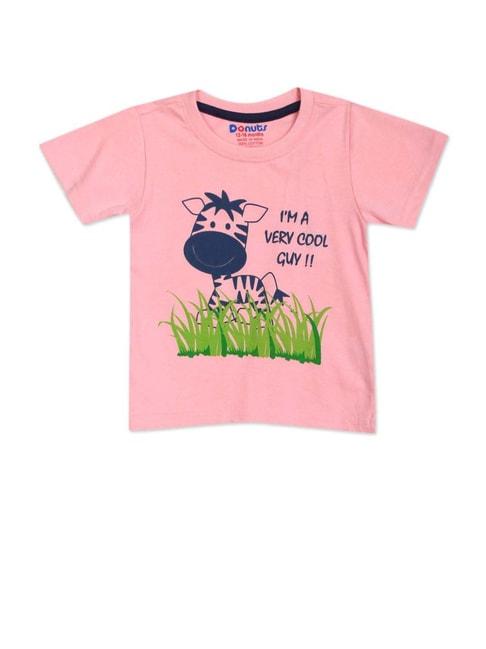 Donuts Kids Pink Cotton Printed T-Shirt