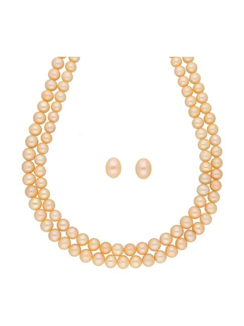 Sri Jagdamba Pearls Peach Alloy Casual Necklace & Earring Set