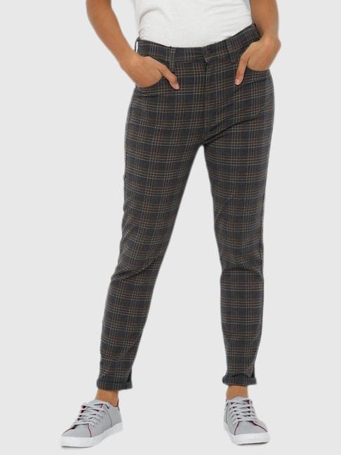 American Eagle Outfitters Charcoal Checks Trousers