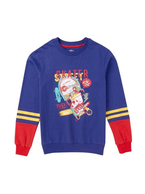Cub McPaws Kids Dark Blue Printed Sweatshirt