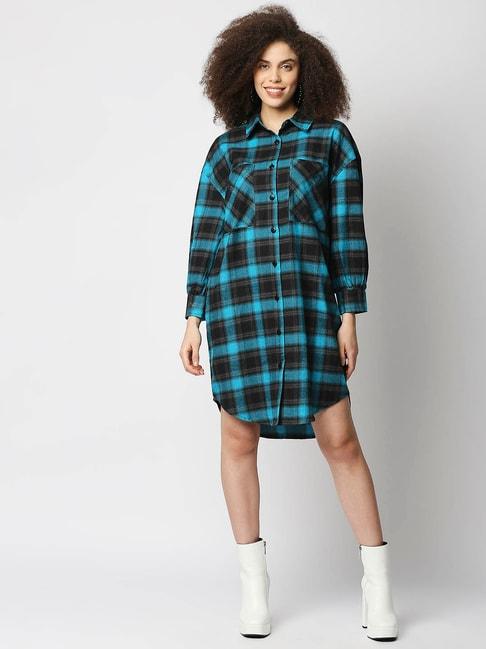 Remanika Blue Checkered Dress
