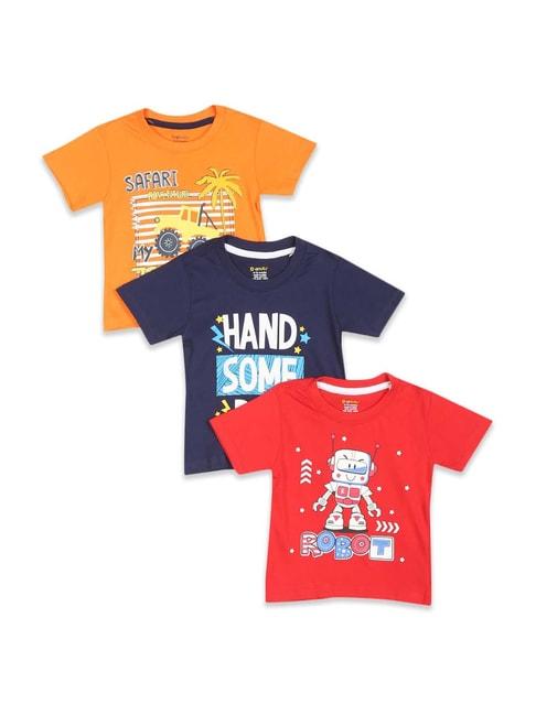 Donuts Kids Multicolor Cotton Printed T-Shirts - Pack of 3